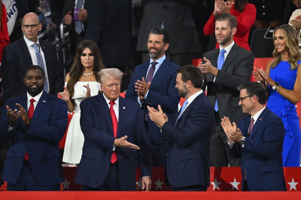 Donald Trump with family members at the RNC.