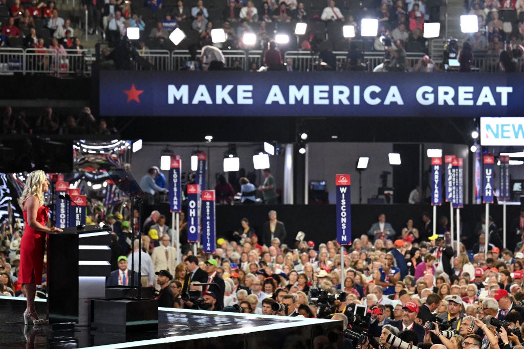 Marjorie Taylor Greene onstage at the RNC.