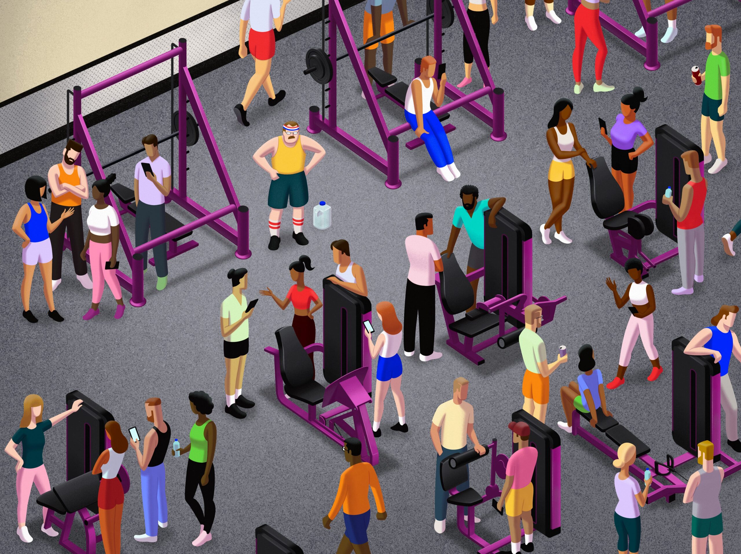 A crowded gym filled with young people hanging out